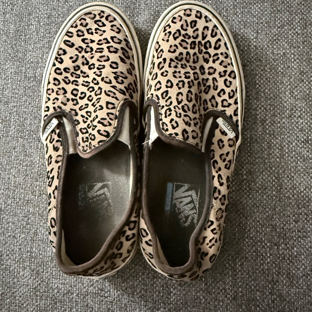 Vans Women’s Slip-On Leopard Print Sneakers - Tan/Black